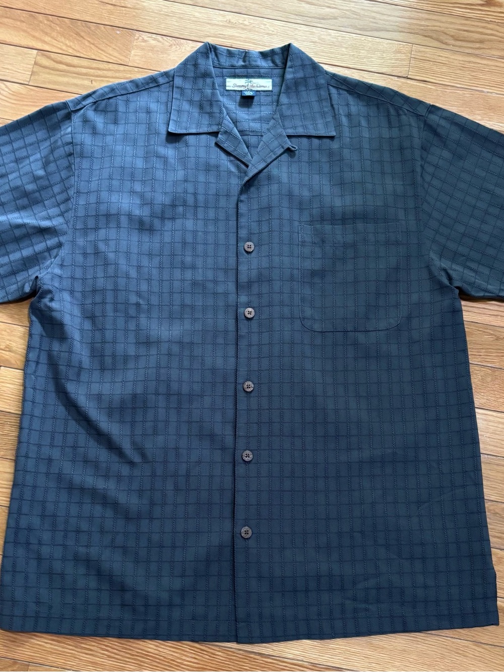 Tommy Bahama Men's Gray Check Short Sleeve Silk Button-Up Shirt Size S